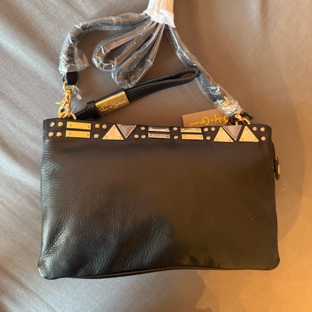 Black Leather Studded Handbag FOLEY + CORINNA